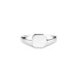 Engraving Silver Octagon Signet Ring