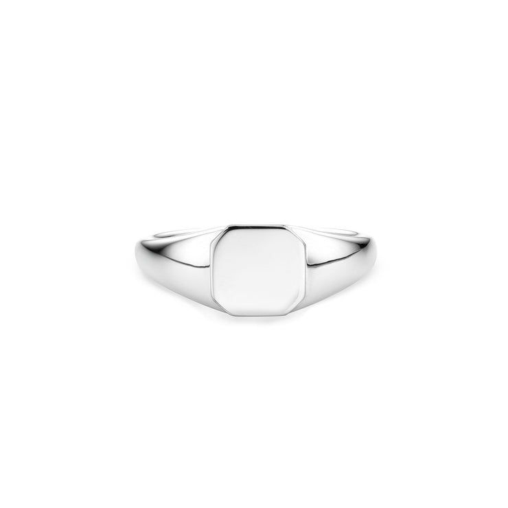 Engraving Silver Octagon Signet Ring
