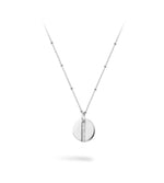 Engraving Silver Round CZ Disc Necklace