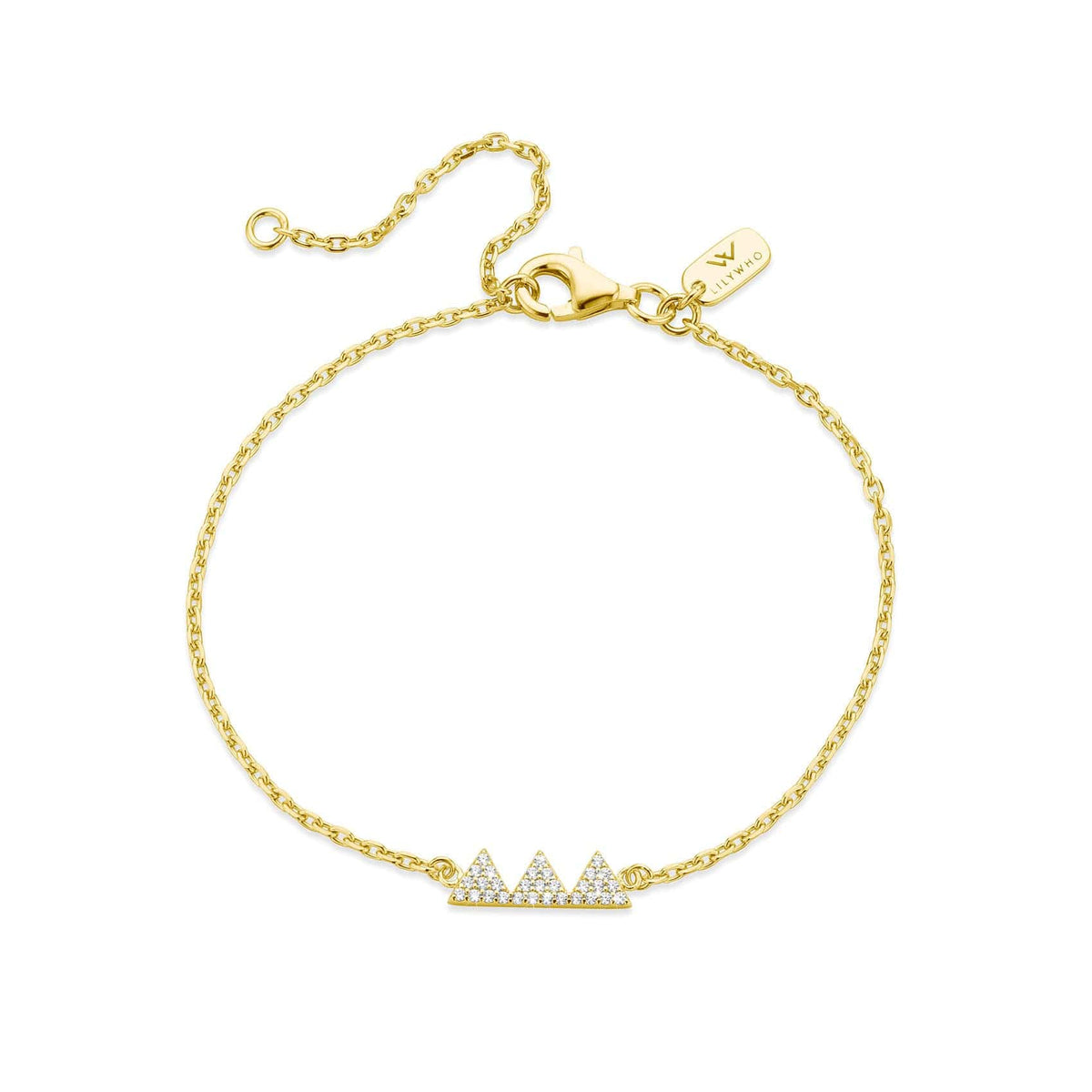 Gold CZ Triangle Bracelet