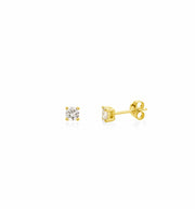 9ct Gold Four Claw Mini CZ Stud Earrings
