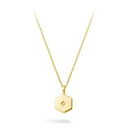 Gold Hexagon Disc Necklace