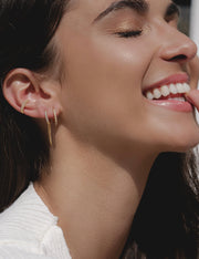 Medium Gold CZ Stone Hoop Earrings Pair