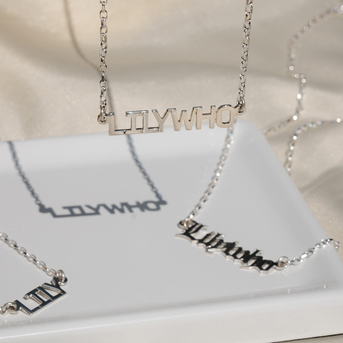 Personalised Silver Block Name Necklace (7+ Letters)