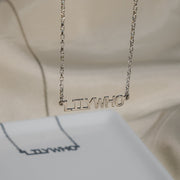 Personalised Silver Block Name Necklace (7+ Letters)