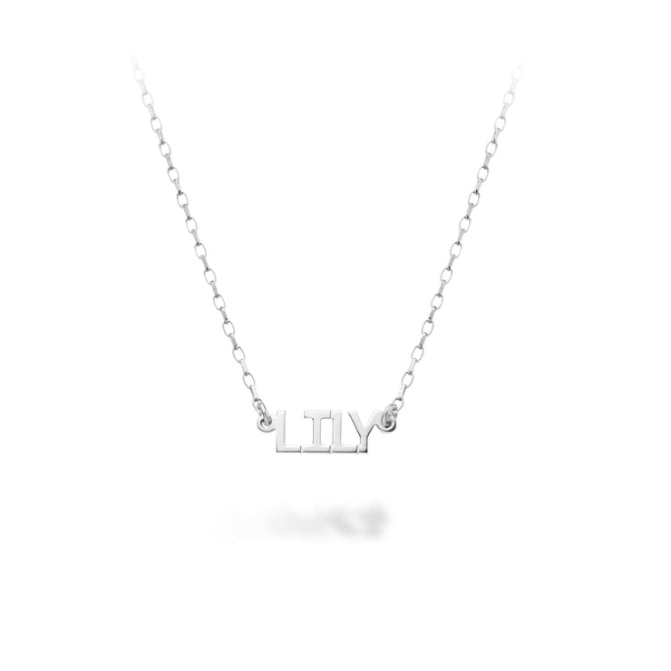 Personalization Silver Block Name Necklace (1-6 Letters)