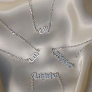 Personalization Silver Block Name Necklace (1-6 Letters)