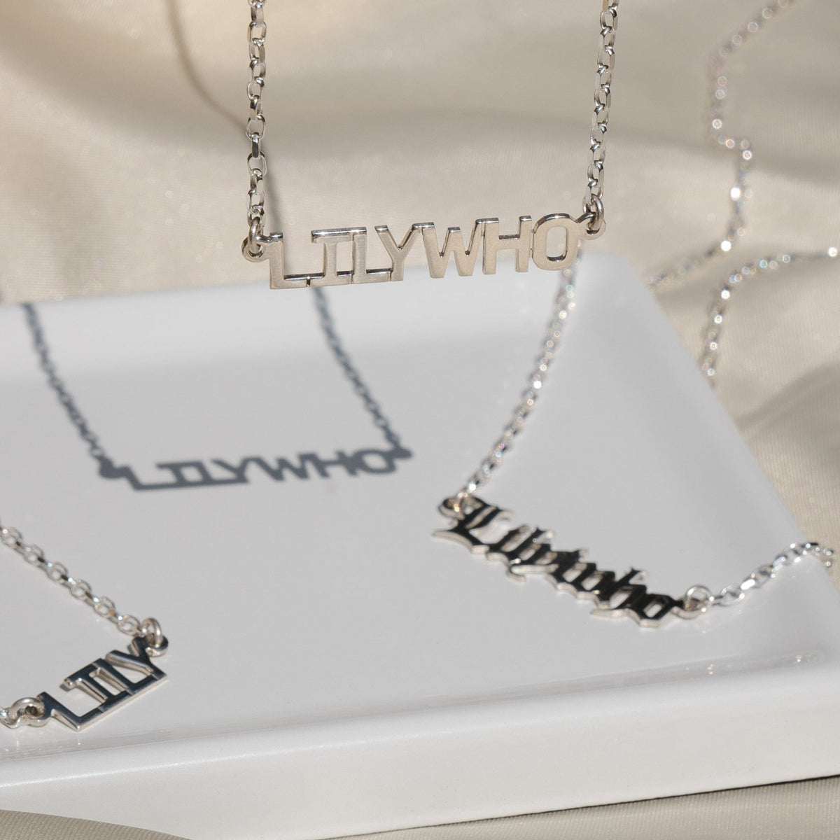 Personalization Silver Block Name Necklace (1-6 Letters)