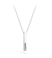 Personalized 3D Name Bar Silver Necklace