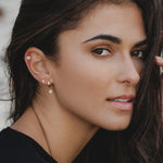 9ct Gold CZ Flower Drop Hoop Earrings