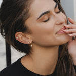 9ct Gold CZ Flower Drop Hoop Earrings