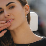 9ct Gold CZ Drop Hoop Earrings