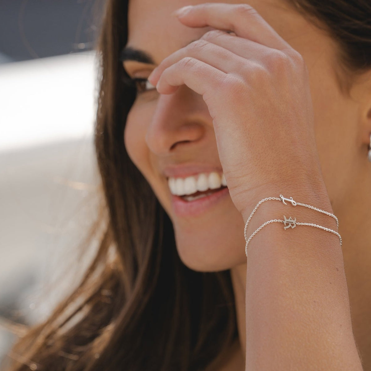 Silver Script Initial Bracelet