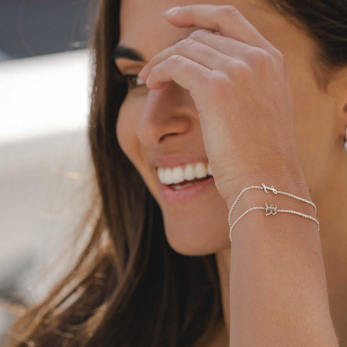 Silver Gothic Initial Bracelet