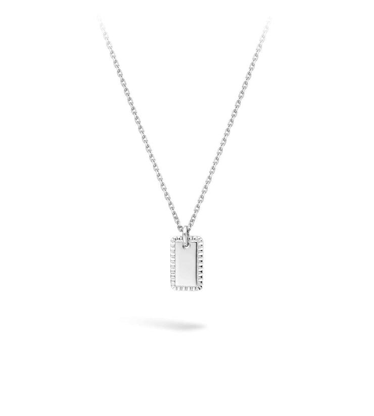 Silver Engravable Rectangle Tag Necklace