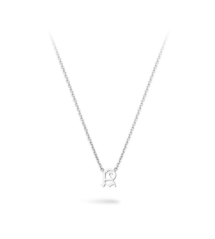 Silver Gothic Initial Necklace