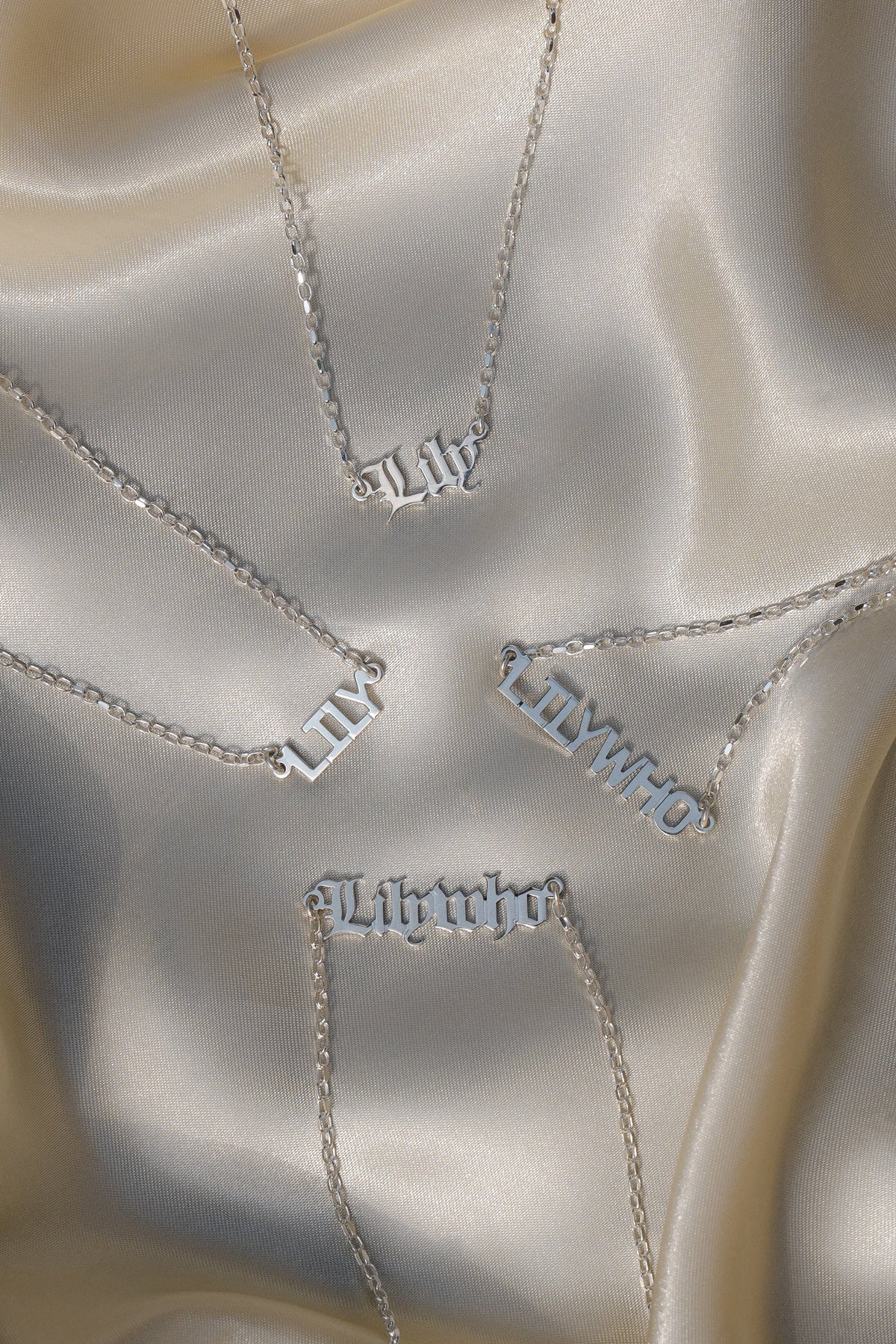 Silver Gothic Name Necklace (1-6 Letters)