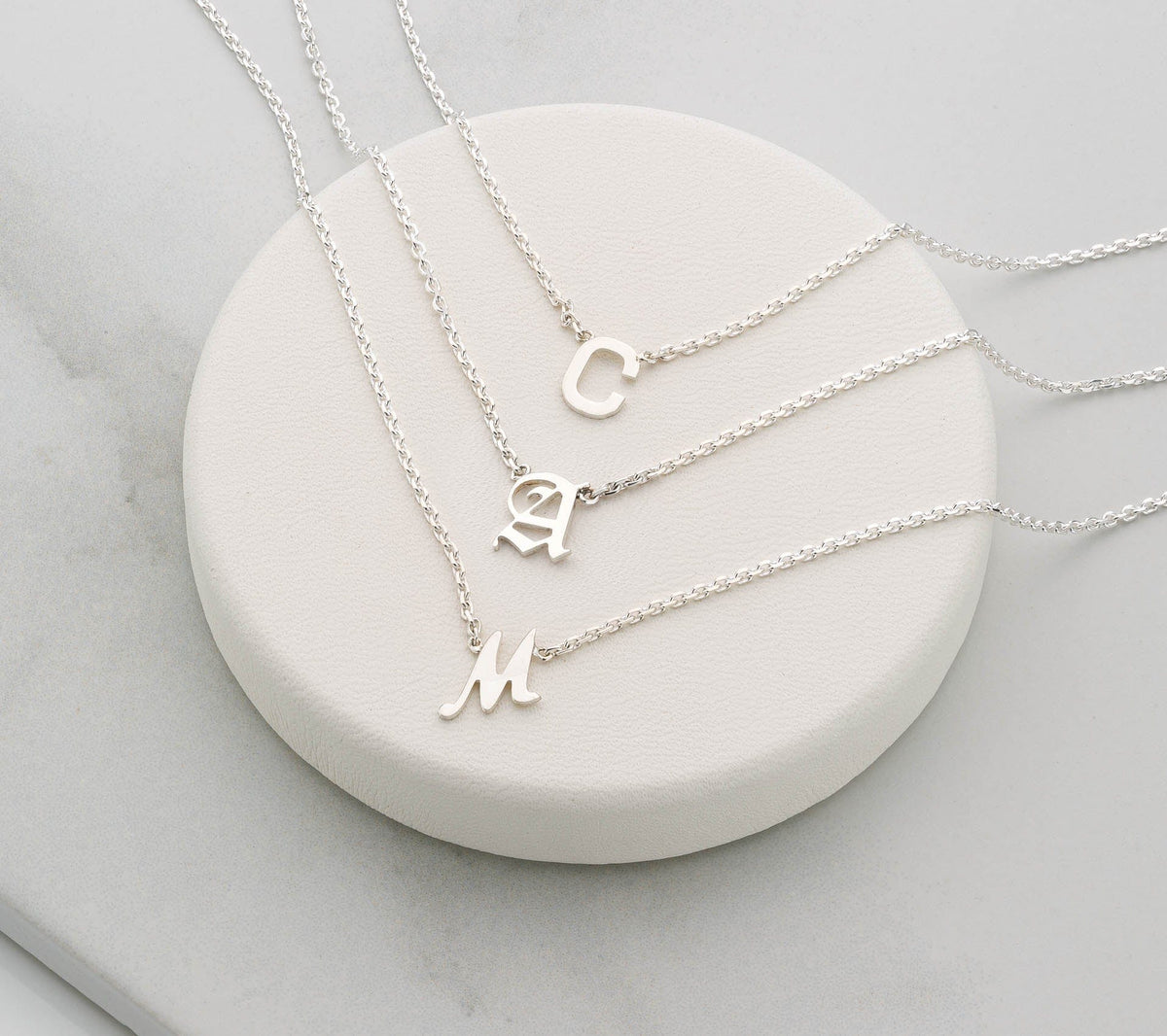 Silver Script Initial Necklace