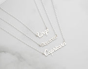 Silver Script Star Sign Necklace (7+ Letters)