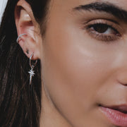 Silver Star Hoop Earrings Pair