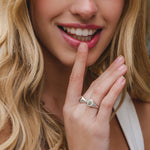 Silver stone set Oval Signet Ring