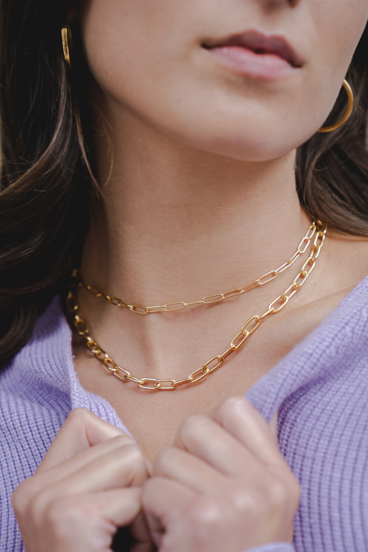 Wide Link Yellow Gold Chain Necklace